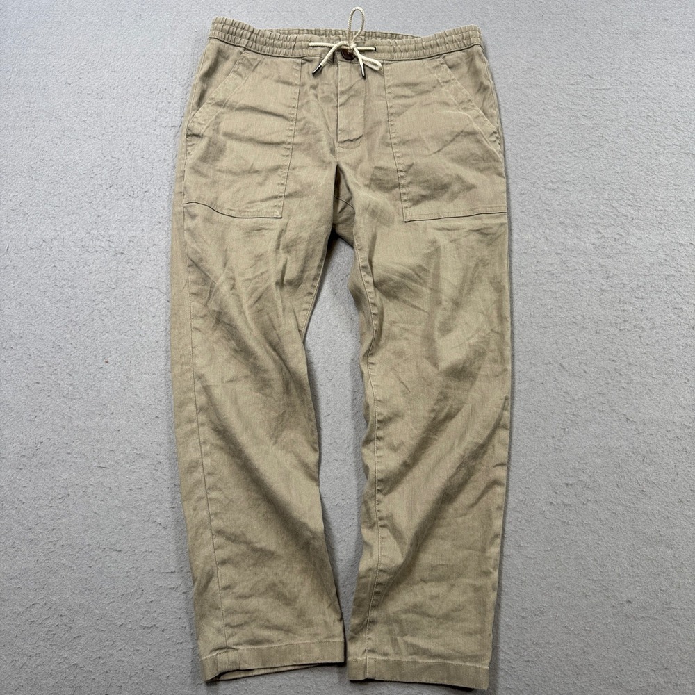 Proper Cloth Pants Men's 32 Olive Green Bergamo Stretch High Rise Straight Leg
